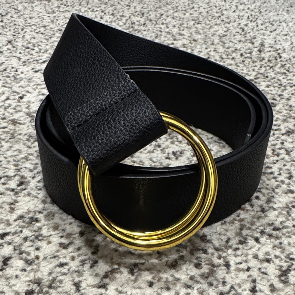 Black Belt with Gold Ring Buckle